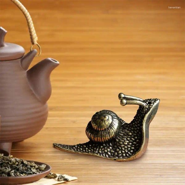 Dekorative Figuren Persönlichkeit Retro Reines Kupfer Mini Schnecke Statue Ornamente Schreibtisch Antike Messing Tee Haustier Sammlung Hause Dekorationen Für