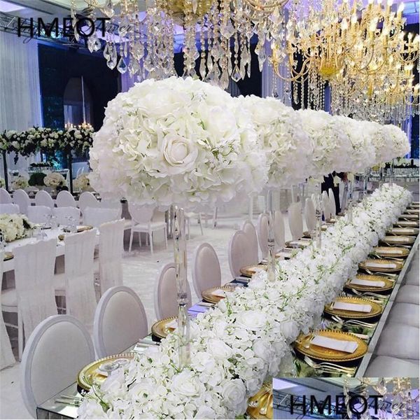 Dekoratif Çiçek Çelenkleri Gypsophila Gül Yapay Çiçek Düzenlemesi Masa Centerpieces Ball Düğün Kemeri Zemin Dekor Sırası Dro DHQ0R