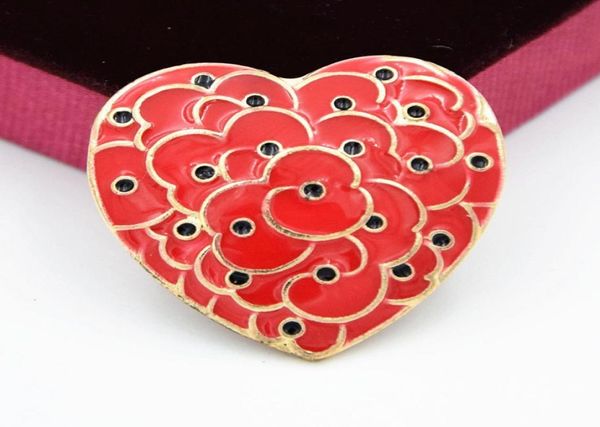 Broche de flores bonitas com coração vermelho, broche do Memorial Day, broche de flores da Legião Real Britânica, crachá 1731 T26841226