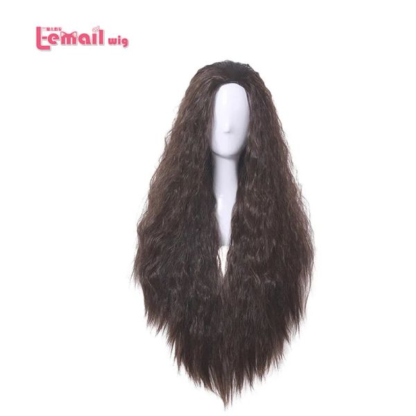 Peruca lemail peruca cabelo sintético moana cosplay perucas princesa cosplay long cury curly marrom marrom de halloween resistente às mulheres