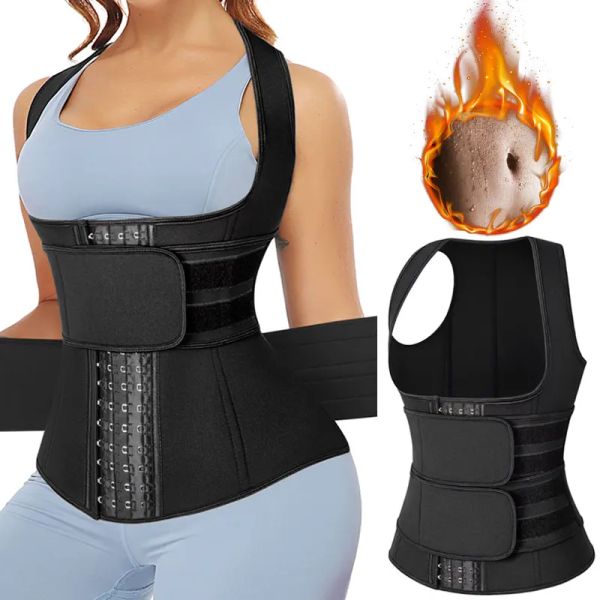 Guanti Sauna Vita Trainer Gilet Allenamento Body Shaper Donna Neoprene Sudore Guaina dimagrante Doppio controllo della pancia Trimmer Cinture Corsetto Top