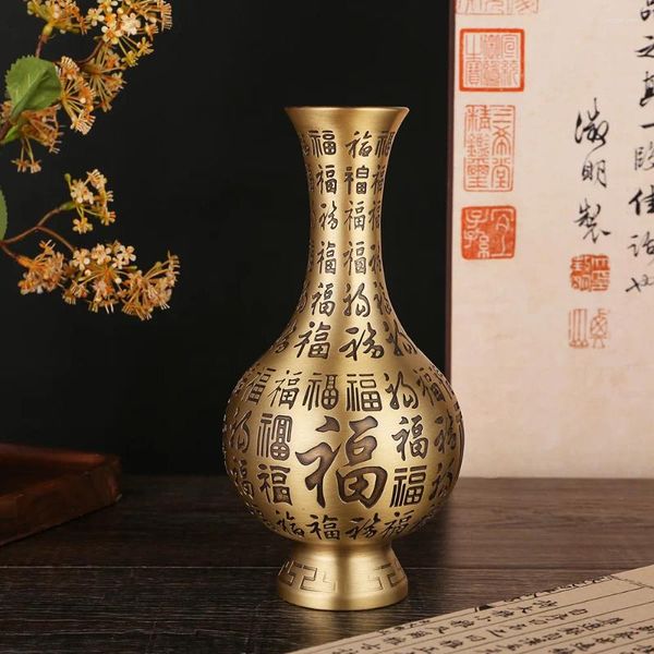 Vasen Messing Momofuku Vase China Stil Chinesisches Wohnzimmer Moderne Wohnkultur Schönheit des alten Reims 19,5 cm 8,8 cm Schreibtischdekoration