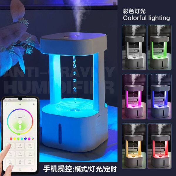 Nuovo umidificatore a goccia antigravità Atomizzatore spray antigoccia a riflusso Antigravità LED luce notturna colorata APP