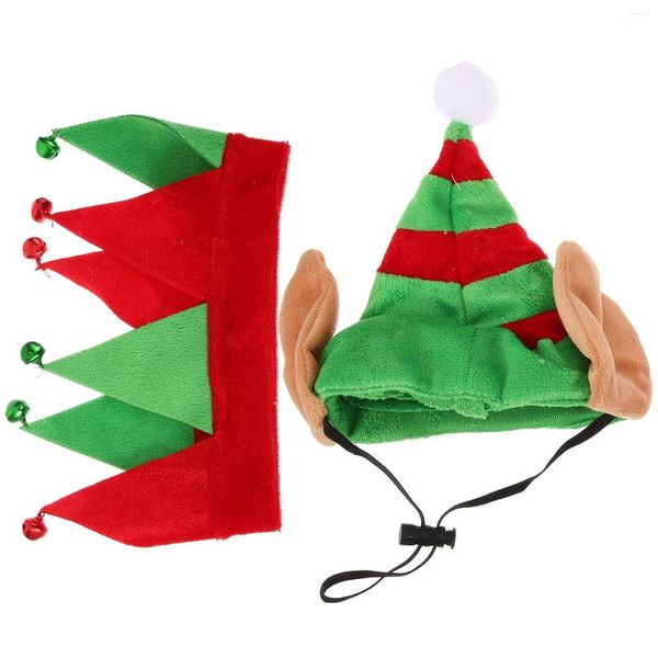 Cão vestuário pet chapéu colarinho decorações de banheiro natal cosplay traje para cães flanela elf chapéus