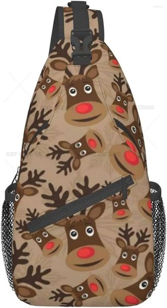 Mochila Natal Rena Sling Bag Moda Crossbody Ombro Peito para Homens Mulheres Caminhadas Ao Ar Livre Viagem