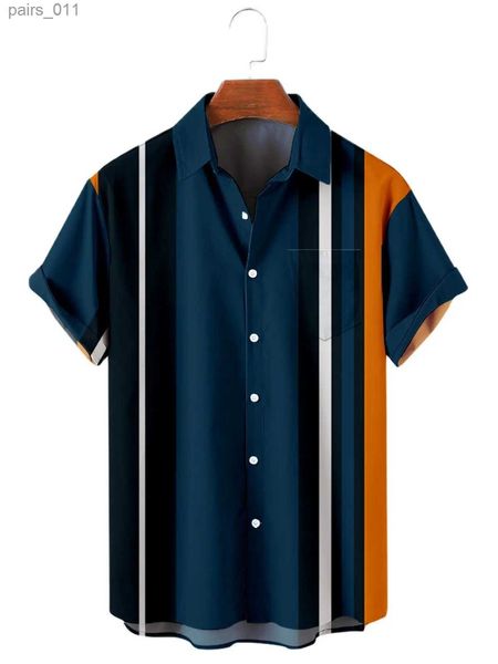 Camicie casual maschile 2022 5xl hawaian da uomo hawaiano camicie a maniche corta a strisce colorate per uomo top a oversize camicia da camicia oversize per uomini abbigliamento 240402
