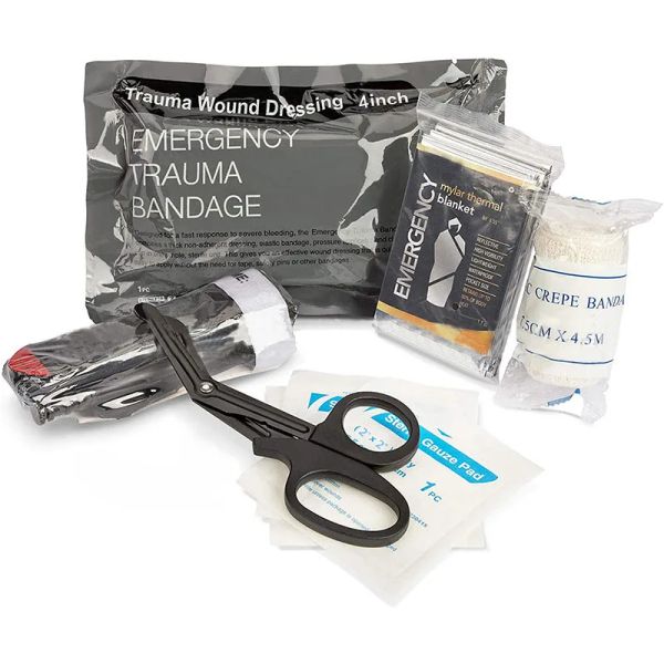 Kit de sobrevivência, 8 peças, torniquete, pacote de trauma, primeiros socorros, hemostático, combate tático, rolo estéril, bandagem israelense, acampamento