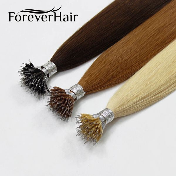 Наращивание волос FOREVER HAIR, 100% настоящие человеческие волосы Remy Nano Ring, 1 г/с, 16 дюймов, 18 дюймов, 20 дюймов, кератиновые прямые светлые волосы с микробусинами, 50 г/упаковка