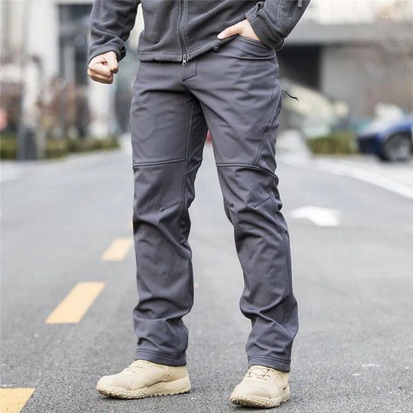 Pantaloni da uomo in pile tattico termico pantaloni casual caldi tuta elasticizzata Rip-Stop uniforme militare maschile tuta cargo invernale