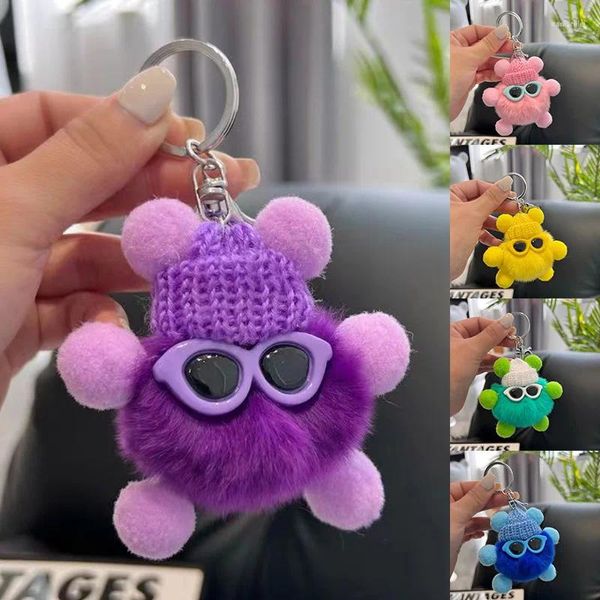 Chaveiros bonito pelúcia pequena bola de carvão elf carro chaveiro pingente coreano ins pompom fofo saco de livro chaveiro ornamento casal boneca jóias presente