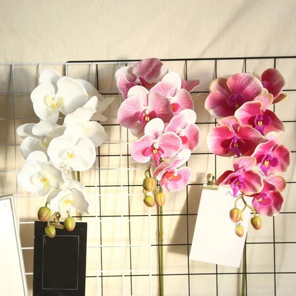 Dekoratif Çiçekler Phalaenopsis Yapay Çiçek Bitki Düğün Dekorasyonu 3D Küçük Kelebek Orkide Sahte Ev Dekor