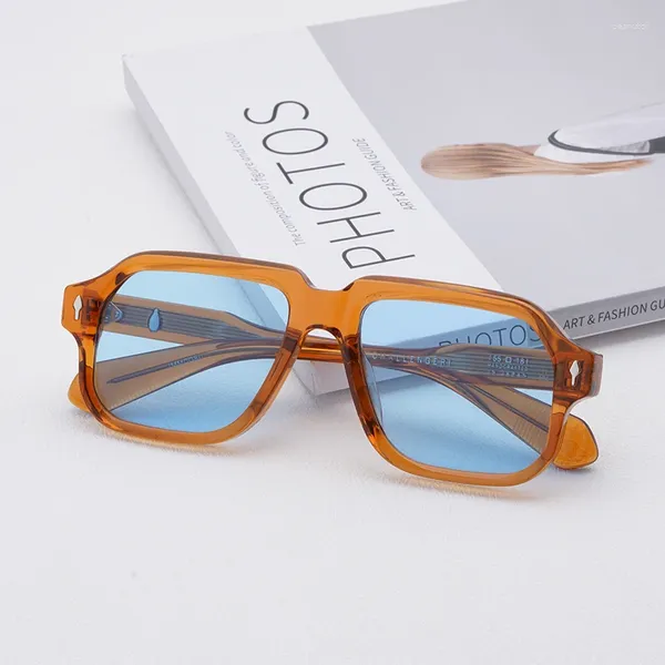 Óculos de sol de alta qualidade acetato grosso vintage homens mulheres designer marca americano clássico quadrado na moda óculos de sol desafio