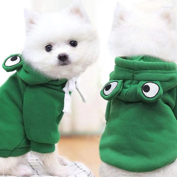 Abbigliamento per cani graziosi con cappuccio rana cucciolo costume felpe per animali