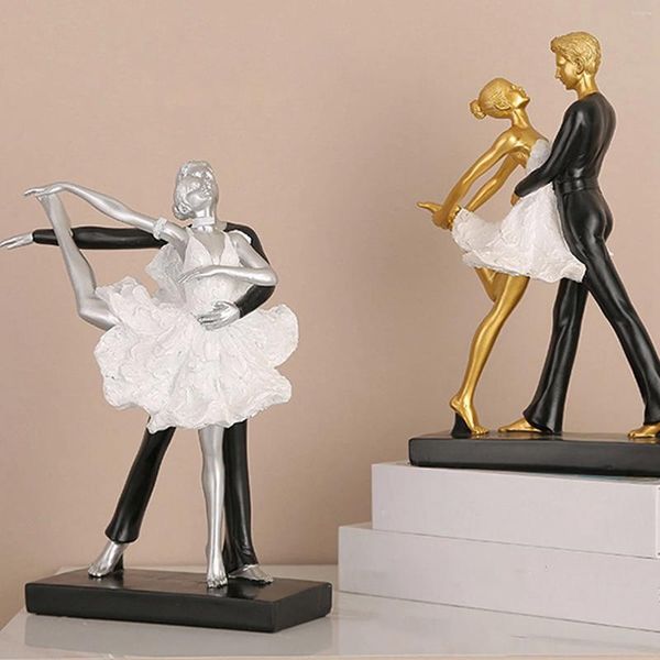 Estatuetas decorativas casal dança escultura resina ballet dançarino estátua arte ornamento de mesa para decoração casa