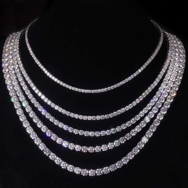 Пропуск Тестер 2 мм 3 мм 4 мм 5 мм 6,5 мм Iced Out Sier VVS Diamond Collece Moissanite теннисная цепь