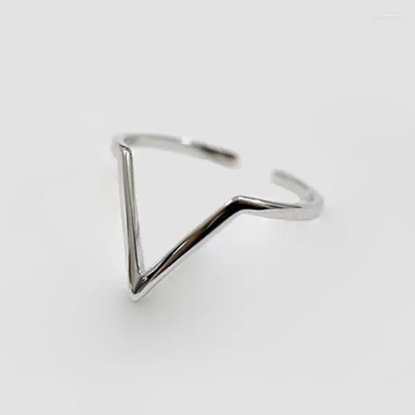 Anéis de cluster 925 prata esterlina onda geométrica letra v ajustável dedo minimalista charme jóias para mulheres acessórios atacado