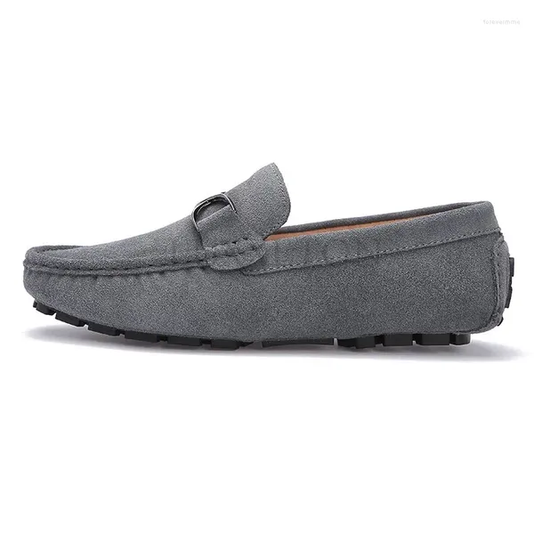 Sapatos casuais vaca camurça homens design mocassins de couro respirável masculino deslizamento em estilo italiano condução