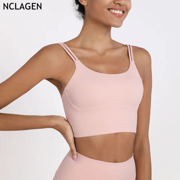 Bras NCLAGEN Sim Belt Sports Halter Mulheres Yoga Sutiã Fitness Colete Underwear Gym Workout Running Sexy Pushup Colete Stretchy Crop Top