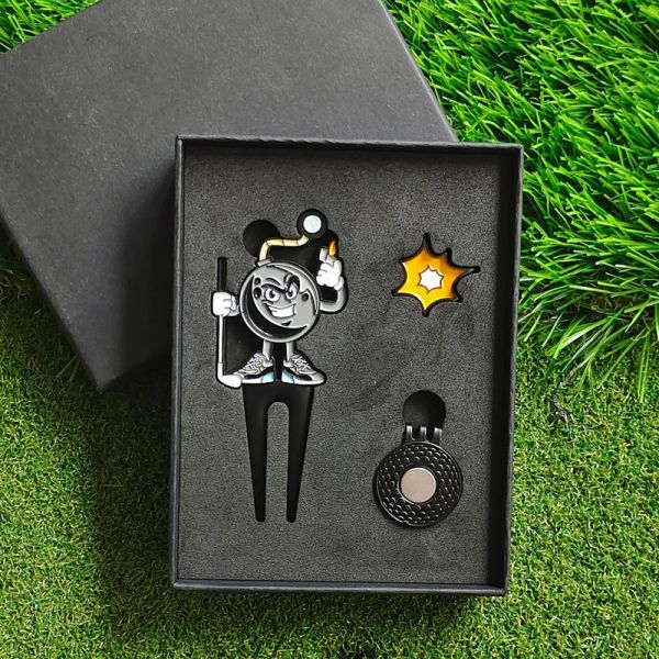 Markiert neue Golf-Geschenke, kreatives Cartoon-Bomber-Golf-Grün, Gabel/Hut-Clip/Mark-Set, Golf-Divot-Werkzeug, Golf-Produkte