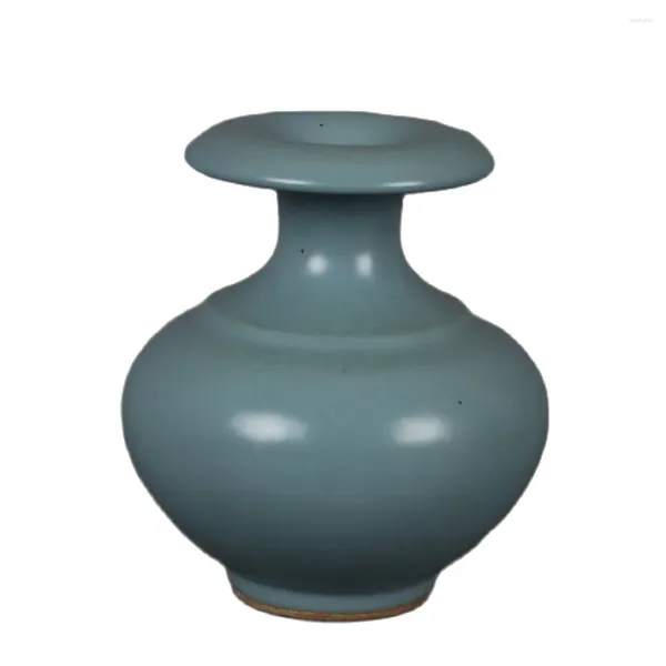 Vasen, Jingdezhen, antikes Porzellan, Seeblaue Glasur, Rollmund, Wertschätzungsflasche, Heimdekoration, Ornament