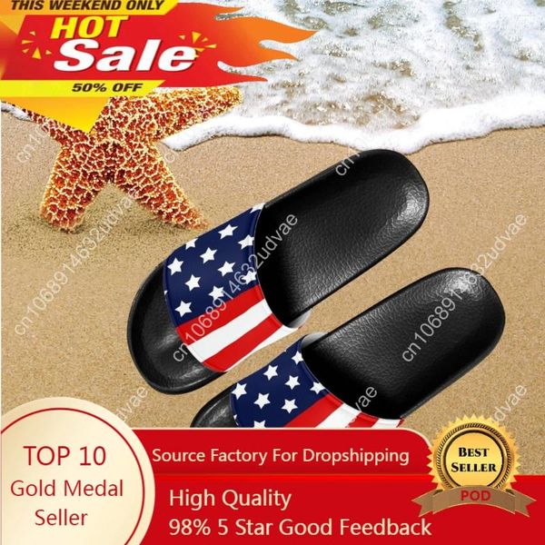 Chinelos Belidome Designer de Luxo American Flag Padrão Sandálias Moda Casa Adulto Confortável Anti-Slip Cool Beach Slides Presente