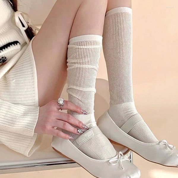 Женские носки, милые стильные носки для девочек в стиле Лолиты, бандажные чулки, милые полосатые длинные универсальные чулочно-носочные изделия принцессы