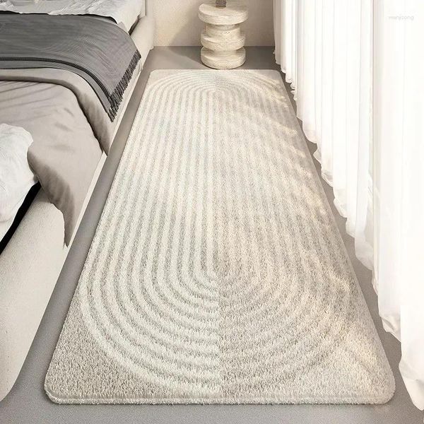 Tapetes Soft Stripe Tapete Ins Quarto Fluffy Floor Mat Plush Lounge Tapete Veludo para Decoração de Sala de Estar