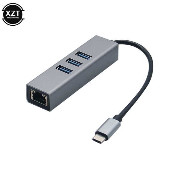 Chips RTL8153 USB Typ C zu RJ45 Kabelgebundener Netzwerkkarte Supergeschwindigkeit 3 Ports USB 3.0 nach Ethernet 1000 Mbit / s Adapter für MacBook PC