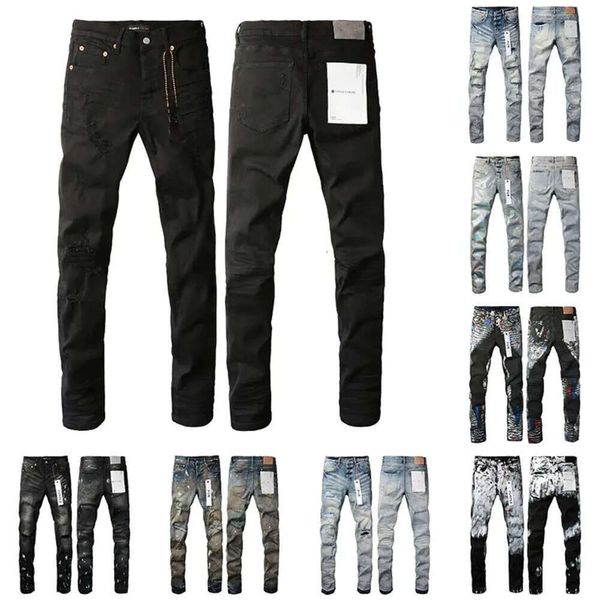 2024 Roxo Marca Mens Designer Jean Womens Jeans Leg Low Rise Calças Design Reto Retro Streetwear Sweatpants Denim Cargo Hip Calças Pretas KG665