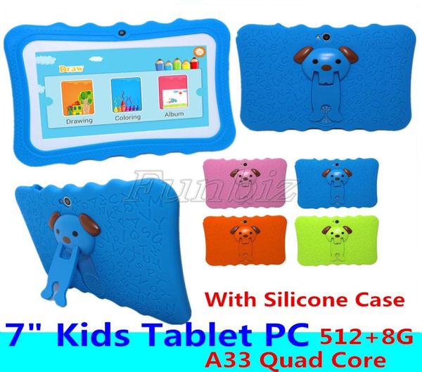 Детский планшетный ПК, 7-дюймовый экран, Android 44 Allwinner A33, четырехъядерный процессор, 512 МБ ОЗУ, 8 ГБ ПЗУ, двойная камера, WIFI, детский планшет PC7993706