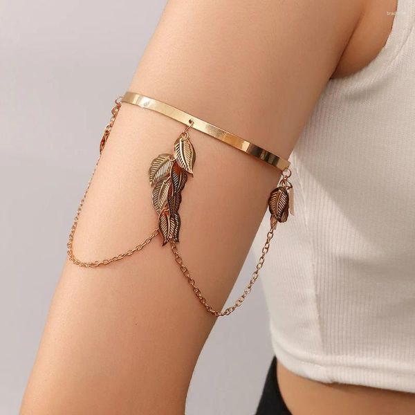 Charm-Armbänder Vielseitiges Straßenklatscharmband mit Blatt-Quastenkette, geometrisch, verstellbar, offener Arm, Bühnenshows für Tänzerinnen