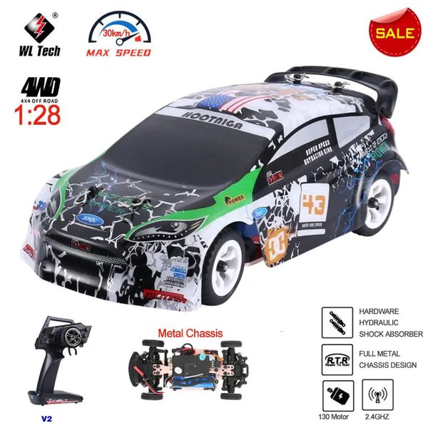 WLtoys K989 1/28 4WD 2,4G Mini RC Rennwagen Hochgeschwindigkeits-Offroad-Fernbedienung Driftspielzeug Legierungsfahrzeug für Kinder Kinder Geschenk 240328