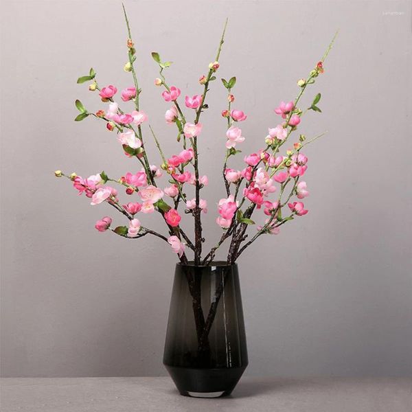 Dekorative Blumen Künstliche Kirschblüten-Blumenzweige Seide Pfirsich Frühling für Hochzeitsdekoration Pflaumenarrangement Zubehör
