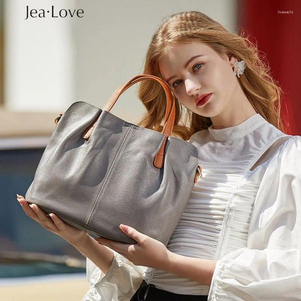 Bolsas de ombro Jea Love Style Bolsa de Couro Moda Hit Color Top Layer Cowhide Picture-Mãe Bag Messenger