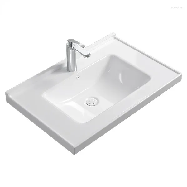 Banyo lavabo muslukları yarı gömülü tek tabanlı entegre seramik dolap ve masa üst havzası ile havuzu havuzu.