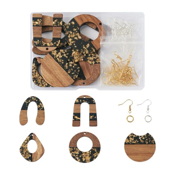 Kits Diy Brincho de Diy Fazendo Kits Resina Cerada Pingente de Madeira Pingente Charms Ganchos de Brincho