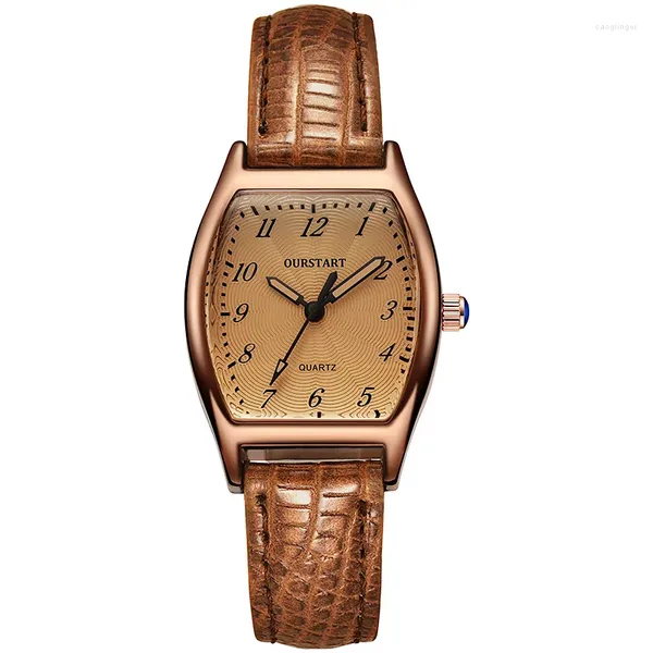 Armbanduhren Leostar Kreative tonnenförmige Uhr für Frauen Einfache Retro Temperament Gürtel Quarz