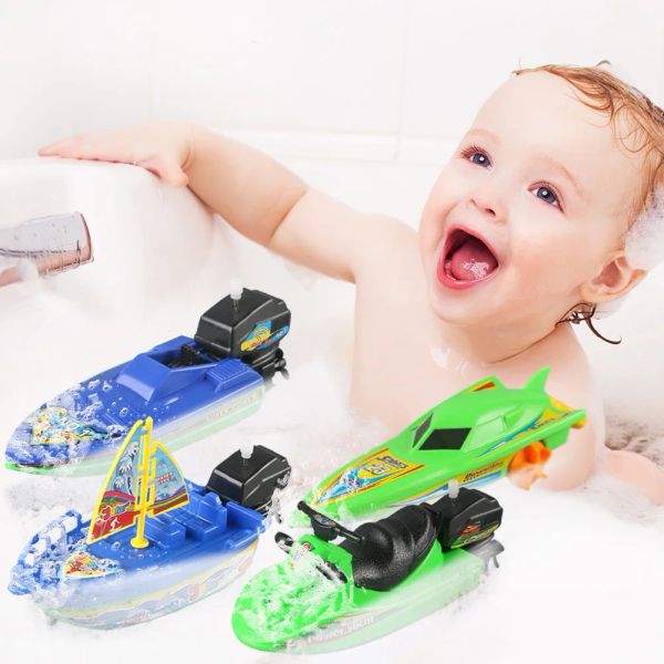 Fare clockwork galleggianti in acquerella nave nave barca per bambini giocattoli da bagno a colori casuali per bambini piscina giocattoli da bagno vano da bagno