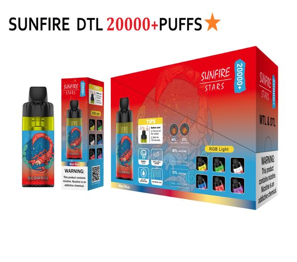 MIGLIORI 20000 sbuffi 20k Sunfire Shisha Hookah Vaper 30ml 0mg 20mg 50mg E Barra sigaretta usa e getta 9000 12000 Randms 10k 15k Crystal Pod 15000 sbuffi Spedizione di Francia