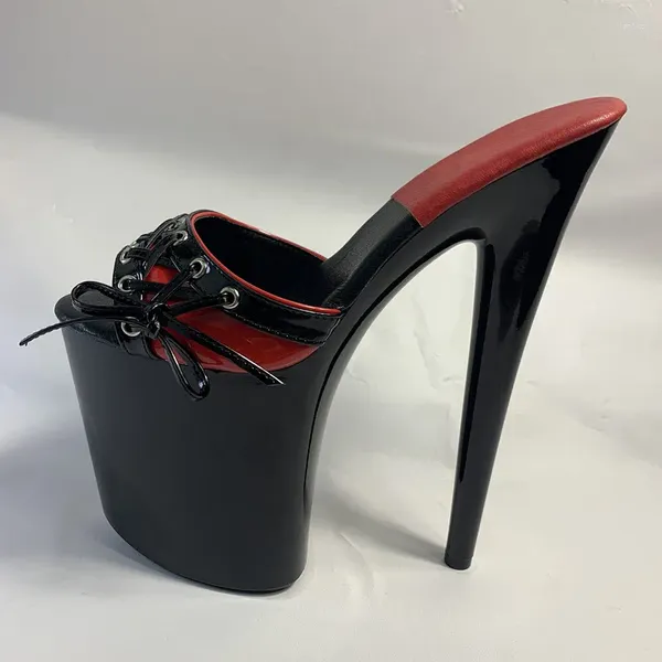 Dans Ayakkabıları Sandalet 20cm Ultra Yüksek Topuklu 8 İnç Lady Moda Seksi Siyah Platform Kadınlar