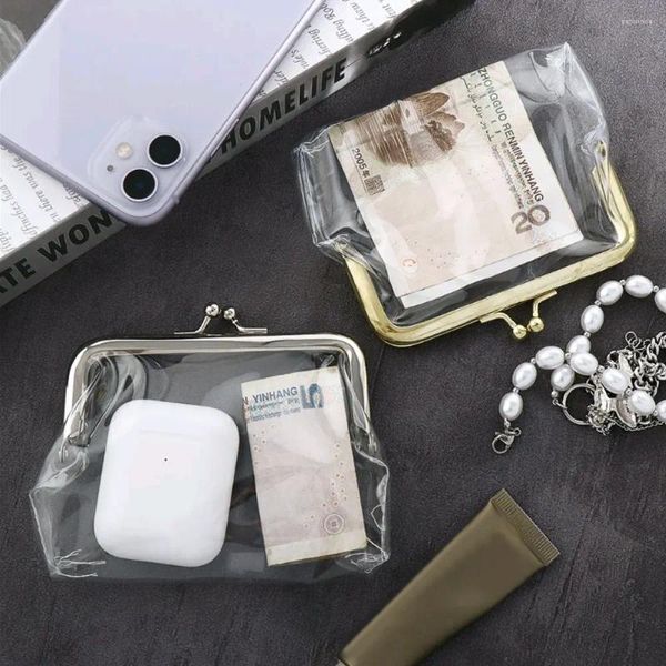 Сумки для хранения, 1 шт., мини-карта для денег, железный зажим для рта, небольшой держатель для кредитных карточек, прозрачный кошелек для монет, смена
