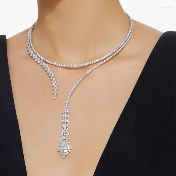 Girocollo di lusso con zircone pendente gioielli catena clavicola per le donne collana di cristallo moda coreana accessori Y2k