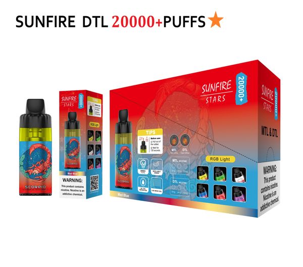 AUTENTICO SUNFIRE 20000 BUFI MESH VAPE usa e getta 0,6 ohm Fumo pesante flusso d'aria VAPE REGOLABILE DTL SHISHA RECARIABILE SHISHA 15000 15K 20K BUFS PEN PEN EU