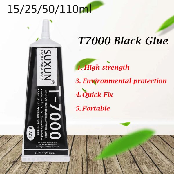 Suxun 6pcs 110ml T7000 cola preta para celular de reparo de comprimidos de comprimido Bateria de bateria LCD e componentes eletrônicos adesivo