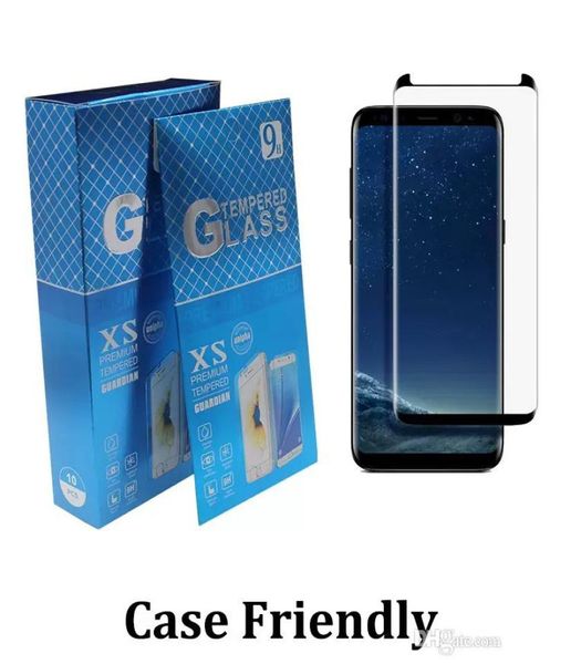 2022 Hüllenfreundlicher, gehärtetes Glas, 3D-gebogen, kein Pop-up-Displayschutz für Samsung Galaxy S22 Note 20 Ultra 10 9 8 S7 Edge S8 S9 S7086623