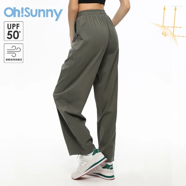 Pantaloni da donna OhSunny Donna Sudore 2024 Primavera Estate Moda Allentato Raffreddamento Traspirante Pantaloni a gamba larga Anti-UV UPF50 Dimagrante Sottile