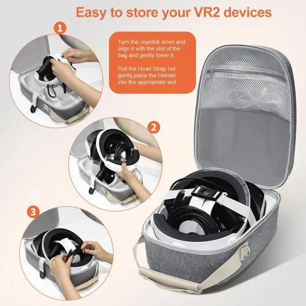 Dispositivos de viagem maleta compatível para ps vr2 vr óculos lidar com mala multifuncional saco de armazenamento portátil