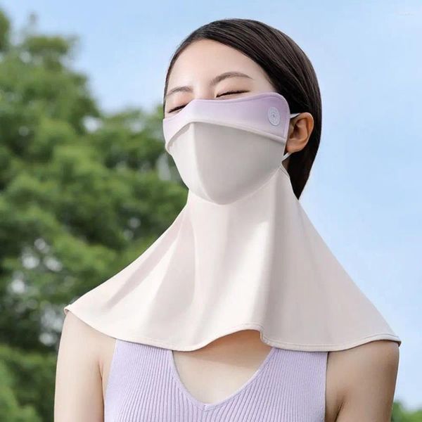 Sciarpe Maschera di seta sfumata Protezione elastica per il viso Protezione UV Gini Protezione solare Copri velo Donna/Ragazza