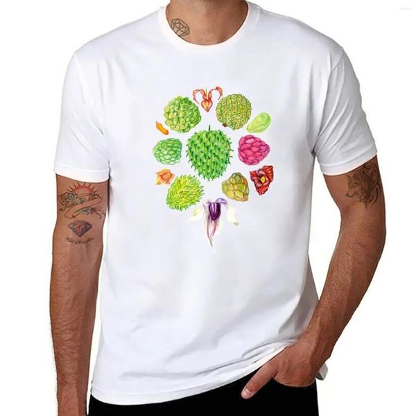 Мужские майки Annonaceae, футболка с цветами и фруктами, белые футболки для мальчиков, футболка с короткими рукавами, мужская футболка