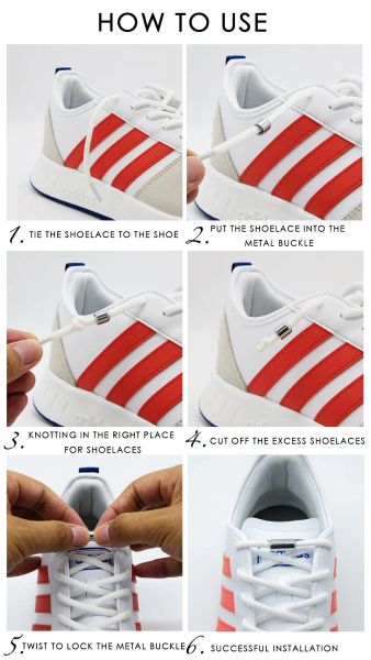1Pair No Tie Shoelaces Halbkreis elastische Schuhschnürsenkel für Kinder und Erwachsene Sneakers Shoelace Lazy Metal Lock Lockes Schnürsenkel Schuhschnürchen
